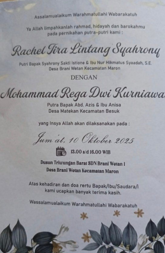 Rachel Tira Lintang Syahrony dan Mohammad Rega Dwi Kurniawan Siap Menyatu dalam Ikatan Suci