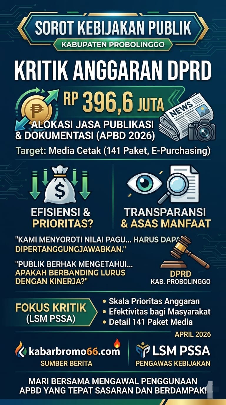 Sekretariat DPRD Probolinggo Anggarkan Rp.396 Juta untuk Jasa Publikasi, LSM PSSA Beri Catatan Kritis