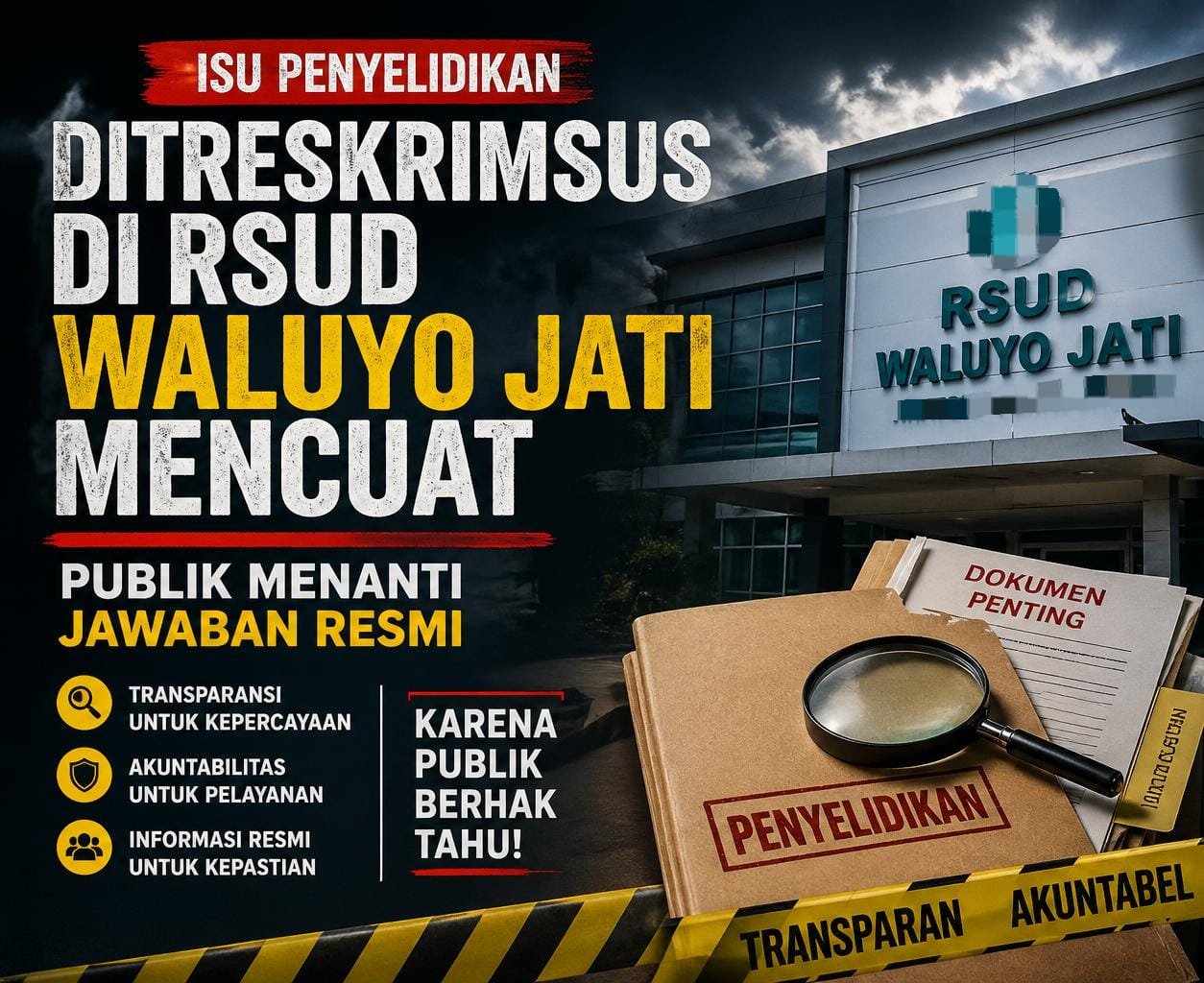 Isu Penyelidikan Ditreskrimsus di RSUD Waluyo Jati Mencuat, Publik Menanti Jawaban Resmi