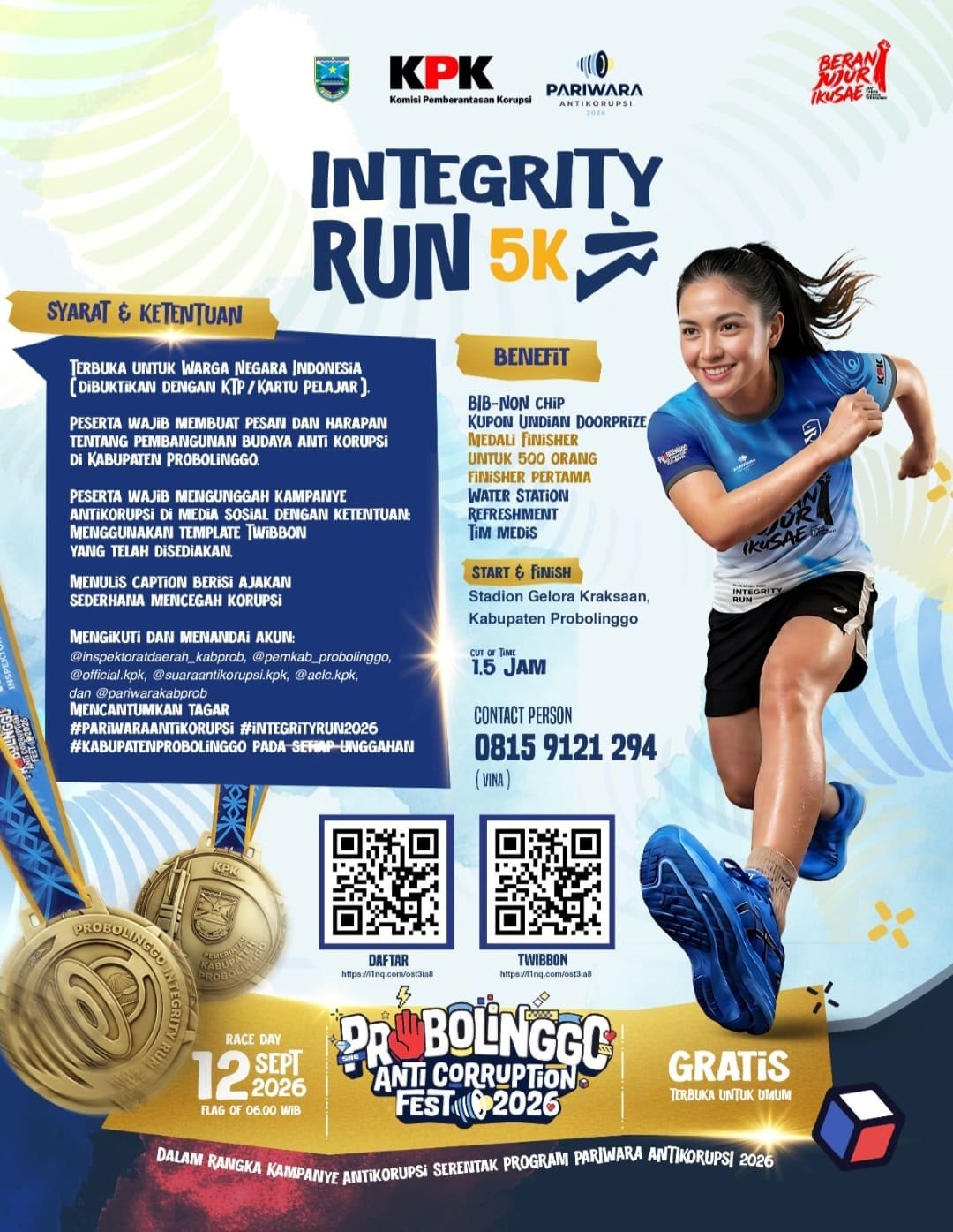 Pemerintah Kabupaten Probolinggo Gelar “Integrity Run 5K” Gratis, Ajak Masyarakat Kampanyekan Budaya Antikorupsi